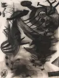 Lydia Dona, I Saw the Magnetic Organs from the Twilight Zone, 1984, charcoal on paper