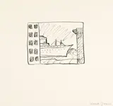 Denise Green, Untitled (boat), 1976, ink on paper