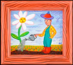 Rodney Greenblat, The Great Flower, 1986, acrylic on wood with glitter