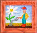 Rodney Greenblat, The Great Flower, 1986, acrylic on wood with glitter