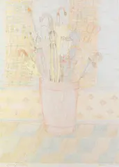Susan Hall, Stormy Weather, 1971, colored pencil on paper
