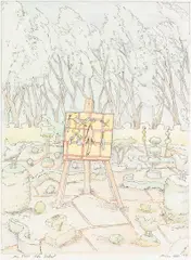 Susan Hall, The Still Life Artist, 1971, color pencil on paper