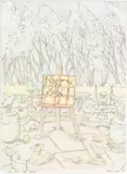 Susan Hall, The Still Life Artist, 1971, color pencil on paper