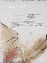 Elisa Jiménez, Where the Bees Suck Go I (Proposal Performance), 1997, ink, wax and fabric on paper