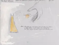 Elisa Jiménez, Where the Bees Suck Go I (Proposal Task), 1997, ink and wax on paper