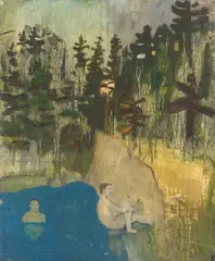 Julius Kozlowski, Bathers, 1984, oil on board