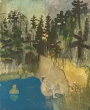 Julius Kozlowski, Bathers, 1984, oil on board