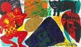 Kim MacConnel, Christmas on the Run, 1985, acrylic on canvas