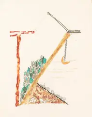 Untitled (tree drawing) by Gordon Matta-Clark, 1972-73, pencil and colored markers on paper, offered Nov 2005