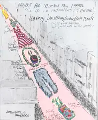 Antoni Miralda, Untitled, Project for Columbus Day Parade, collage on paper