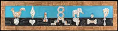 Frank Moore, 80's Formal Garden, 1985, oil on canvas, twig frame