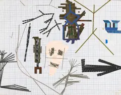 For Holly Solomon by Judy Pfaff, 1979, mixed media collage on graph paper, sold Nov 2005