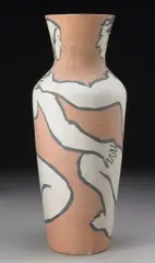 George Schneeman, Vase with Figures, 1984, ceramic (unglazed)
