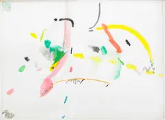 Richard Tuttle, Crows on the Roof #12, 1988, gouache on paper with ballpoint pen