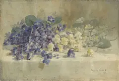 Pansies on a Ledge by William Hubacek, 1894, oil on canvas, sold Dec 2005
