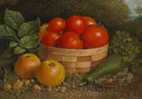 Still Life with Vegetables and Fruit by American School, oil on canvas laid down, sold Dec 2005