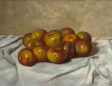 Apples on a White Drape by Carducius Plantagenet Ream, oil on canvas, sold Dec 2005