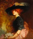 Howard Chandler Christy, A Seated Lady Wearing a Feathered Hat