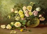 Marie Osthaus Griffith, A Still Life with Pink and Yellow Roses, oil on canvas