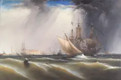 James Hamilton, A View of Philadelphia Harbor, oil on canvas