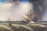 James Hamilton, A View of Philadelphia Harbor, oil on canvas