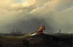 Lugger Running Before the Wind by James Hamilton, 1865, oil on canvas, sold Dec 2005