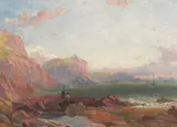 William Hart, Coastal Scene, Plymouth, Massachusetts, oil on board