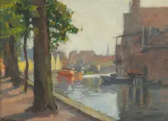 Trees Along a Canal by Channel Pickering Townsley, oil on canvas, sold Dec 2005