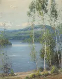 Gustave Adolph Wiegand, The Birches, Schroon Lake, Adirondack Mountains, oil on canvas