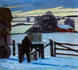 The Milk Truck by American School, oil on canvas, sold Dec 2005