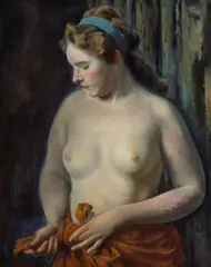 Eugene Speicher, A Woman Tying her Skirt, oil on canvas