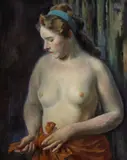 Eugene Speicher, A Woman Tying her Skirt, oil on canvas