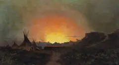 Jules Tavernier, A Sunset in Wyoming, 1889, oil on canvas
