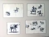 Edward Borein, Studies of Cowboys and Steers (a group of four)