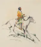 Laverne Nelson Black, An Indian on a Pinto Pony (Facing Right)