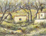 Alfred Gwynne Morang, Adobe Scene, 1941, oil on canvas board