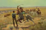 Joe Beeler, Fate of the Captive, oil on canvas