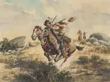 Lloyd Harting, The Attack, pencil, watercolor and gouache on paper