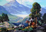 Tillman Parker Goodan, A Cowboy with Pack Horses in the High Country, oil on canvas board