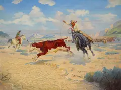 Robert Farrington Elwell, Round-Up, oil on canvas