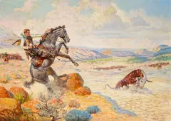 Robert Farrington Elwell, A Get-away Foiled, oil on canvas