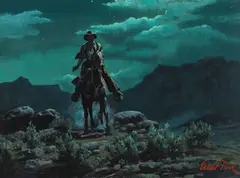 Ernest A. Tonk, Out of the Western Night, oil on board
