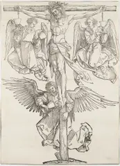 Albrecht Durer, Christ on the Cross with Three Angels, Early 16th century, Woodcut, paper