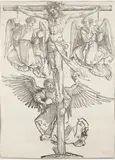 Christ on the Cross with Three Angels by Albrecht Durer, Early 16th century, Woodcut, paper, sold Jun 2022