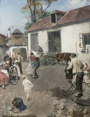 Josef Douba, In a Village, 1891, Oil on canvas