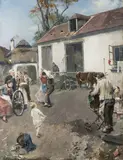 Josef Douba, In a Village, 1891, Oil on canvas