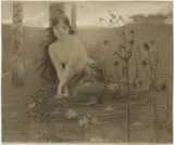 Karel Špillar, Sitting Girl, Around 1900, Charcoal, pastel, paper