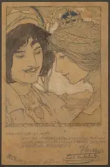 Hugo Boettinger, Two Postcards, 1899, Pen, watercolour, cardboard