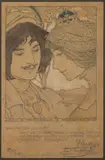 Hugo Boettinger, Two Postcards, 1899, Pen, watercolour, cardboard