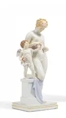 Meissen, Venus mit Amor, Vor 1924, Porzellan, polychrom und gold staffiert